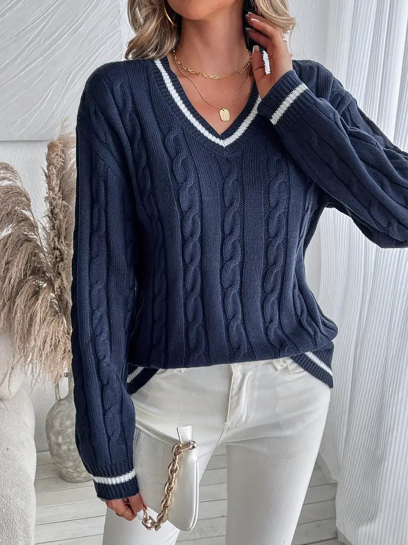 Milava™ Elegant and Comfortable V-Neck Sweater for Autumn