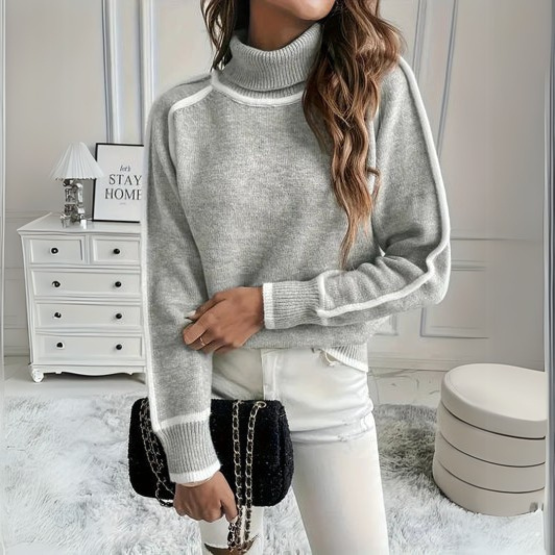 Aurora - Elegant High Collar Sweater for a Stylish Look