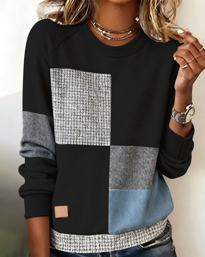 Laluna® | Casual Contrast Color Crew Neck Sweatshirt