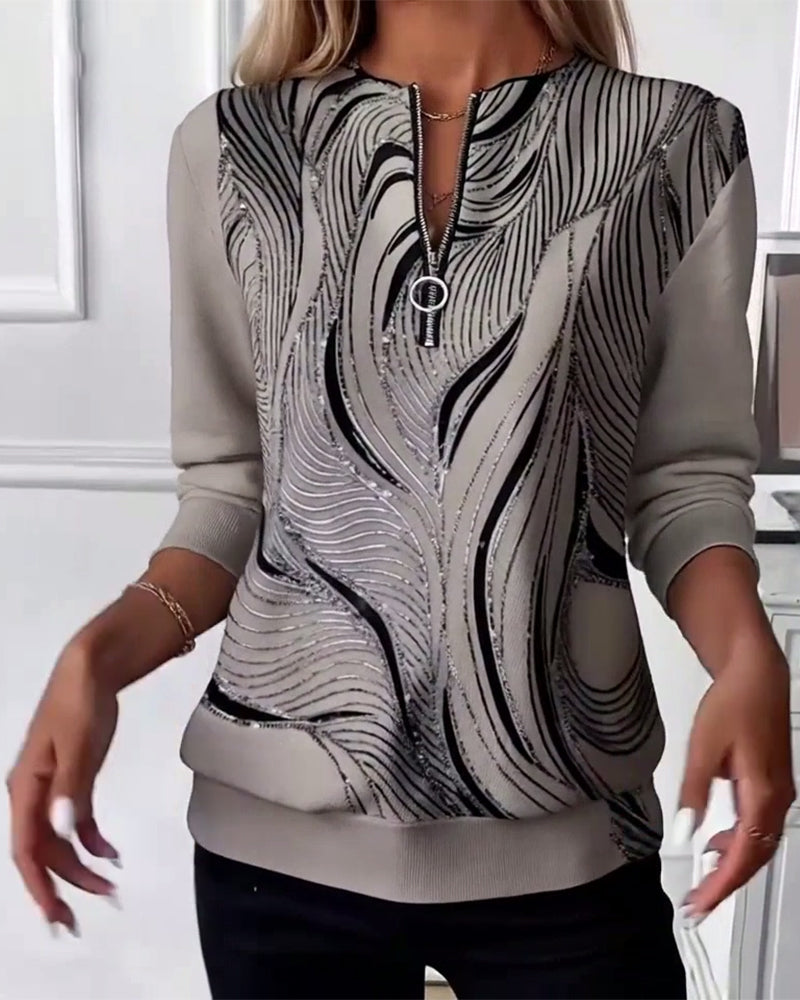 Laluna® | Casual Printed Zip Sweatshirt