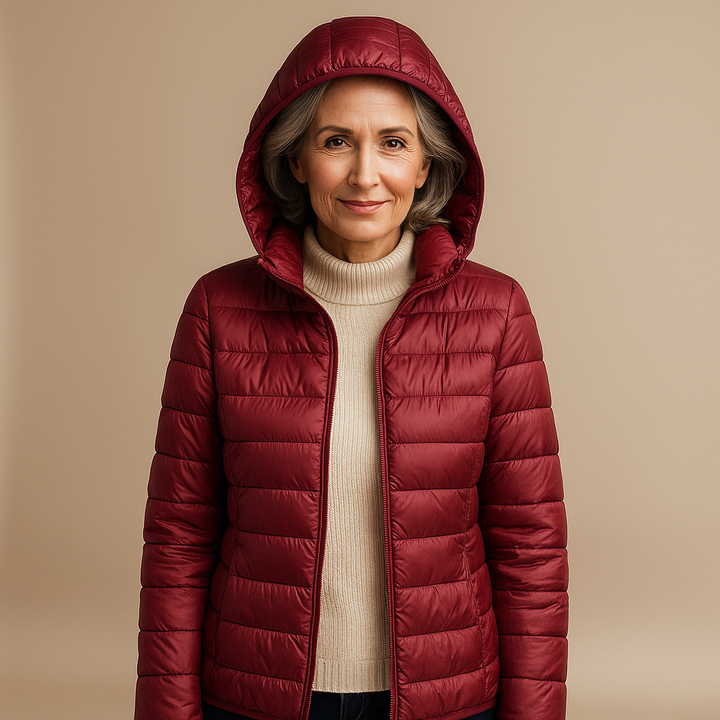 Ruth & Eleanor™ | Hooded Puffer Jacket - Burgundy