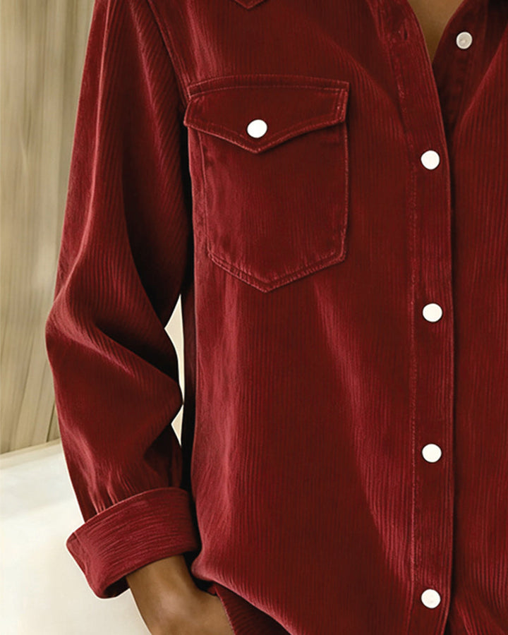 Laluna® | Long-Sleeve Shirt with Lapel and Button Placket