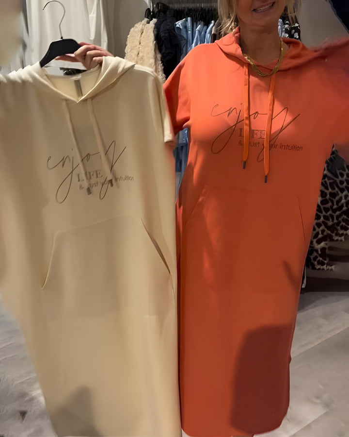 Parker - Casual Letter Print Hooded Pullover Dress