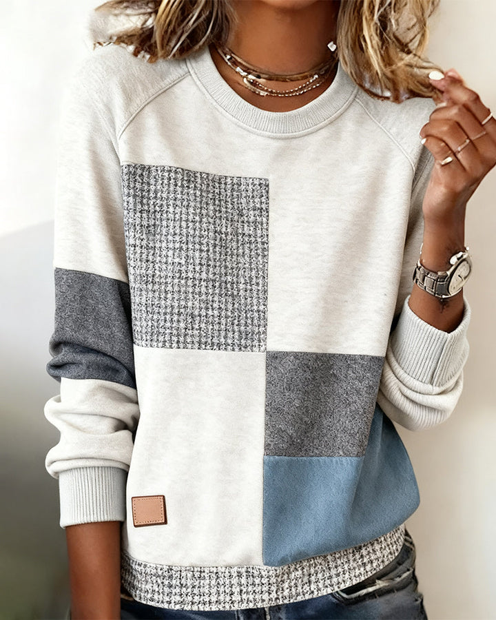 Laluna® | Casual Contrast Color Crew Neck Sweatshirt