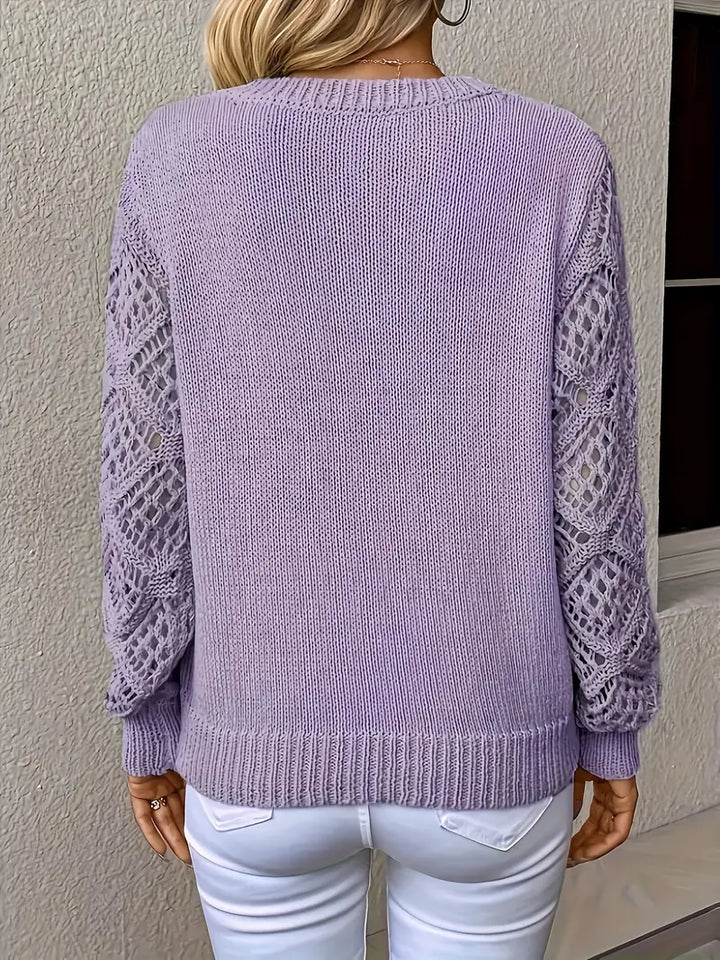 Eleanor™ | Lace-Sleeve Knit Sweater