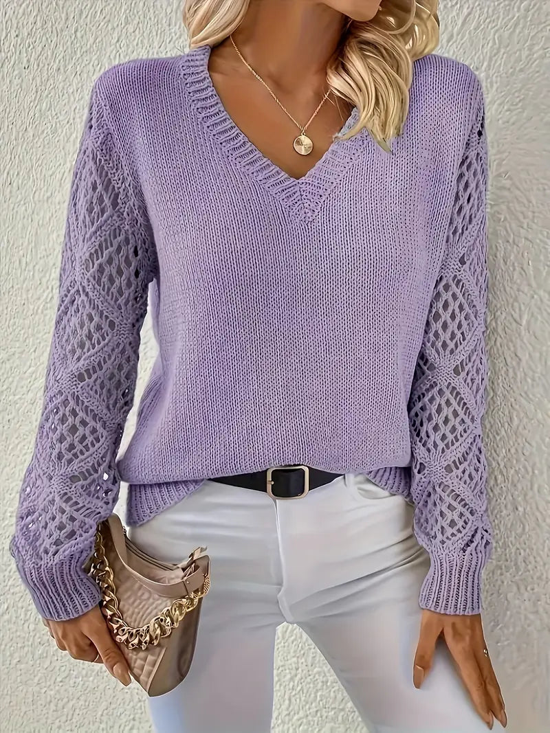 Eleanor™ | Lace-Sleeve Knit Sweater