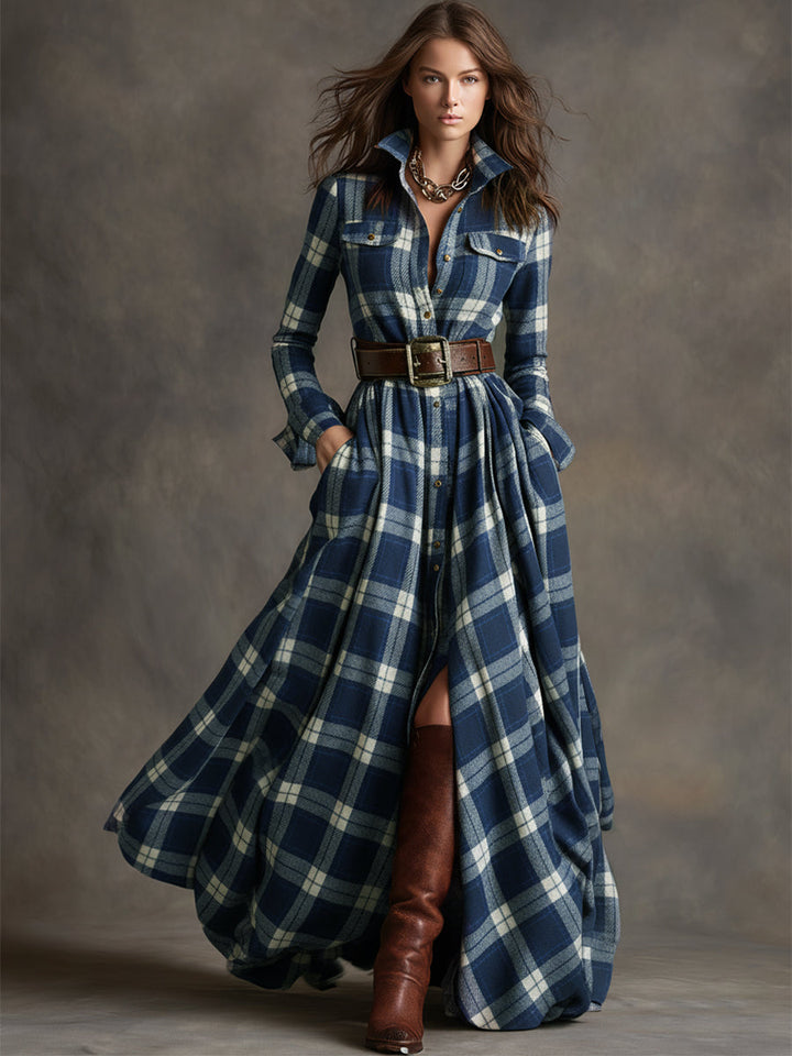 Harper™ | Maxi Checked Shirt Dress
