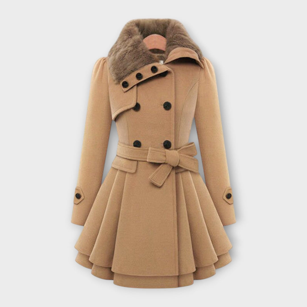 Elivara | Elegant Coat with Fur Collar