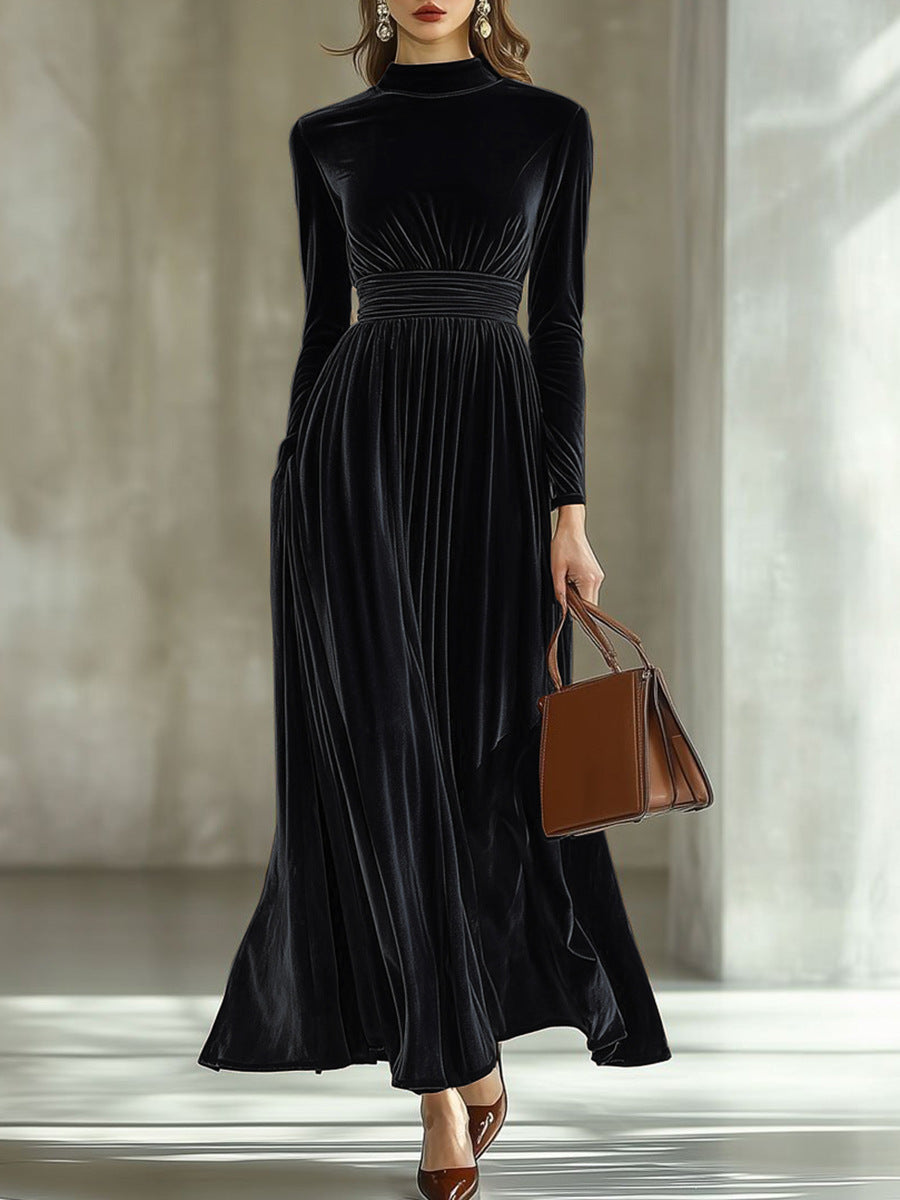 Margot | Pleated Velvet Maxi Dress