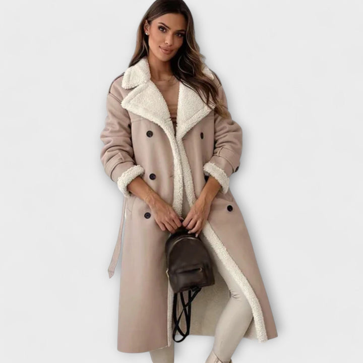 Maria | Classic Long Jacket with Fleece Lining and Teddy Collar