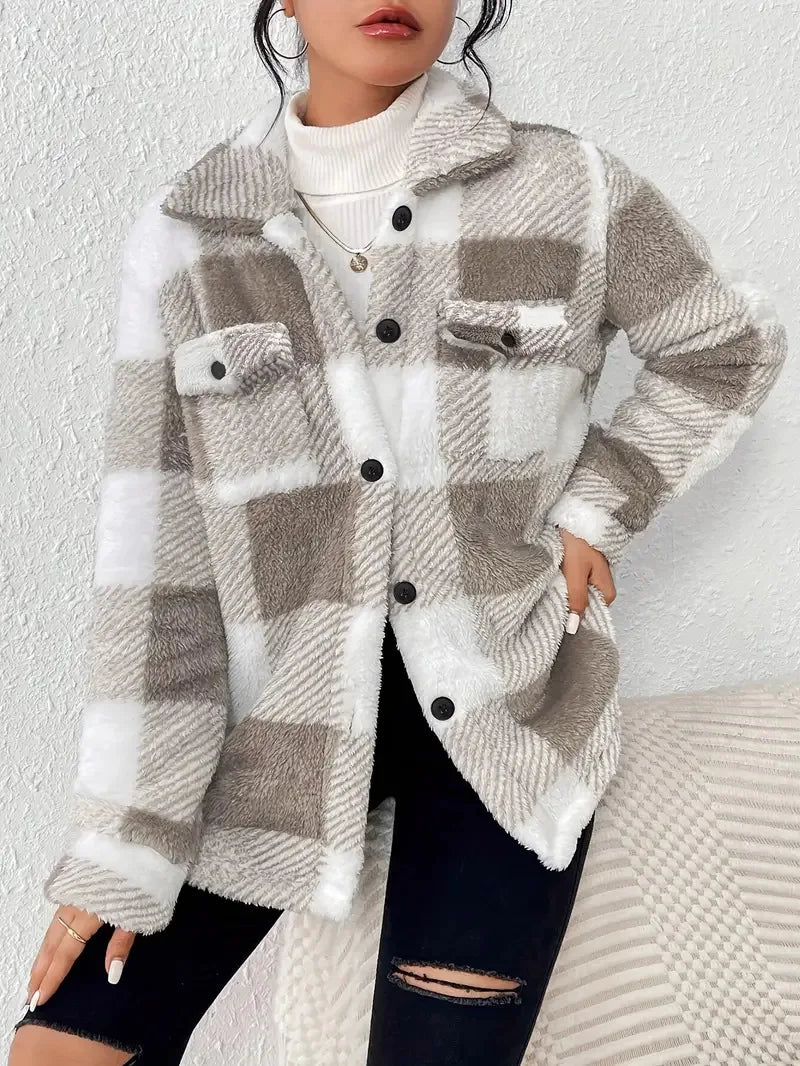 Laverne | Chic Plaid Fleece Jacket