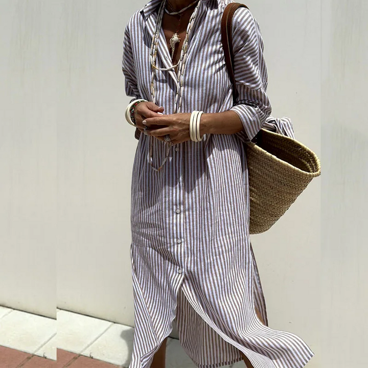 Nicole - Comfortable Striped Midi Dress