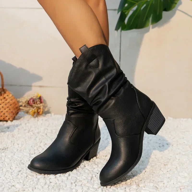 Bina | Classic Mid-Calf Western Boots