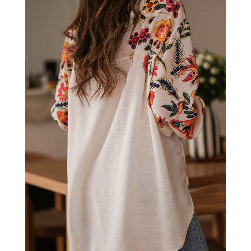 Milava™ | Blouse with Floral Embroidery