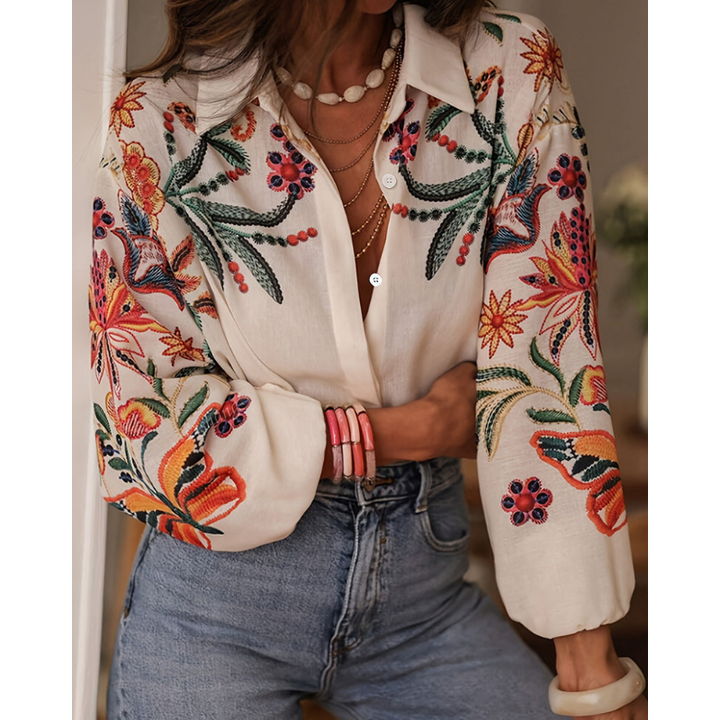 Milava™ | Blouse with Floral Embroidery