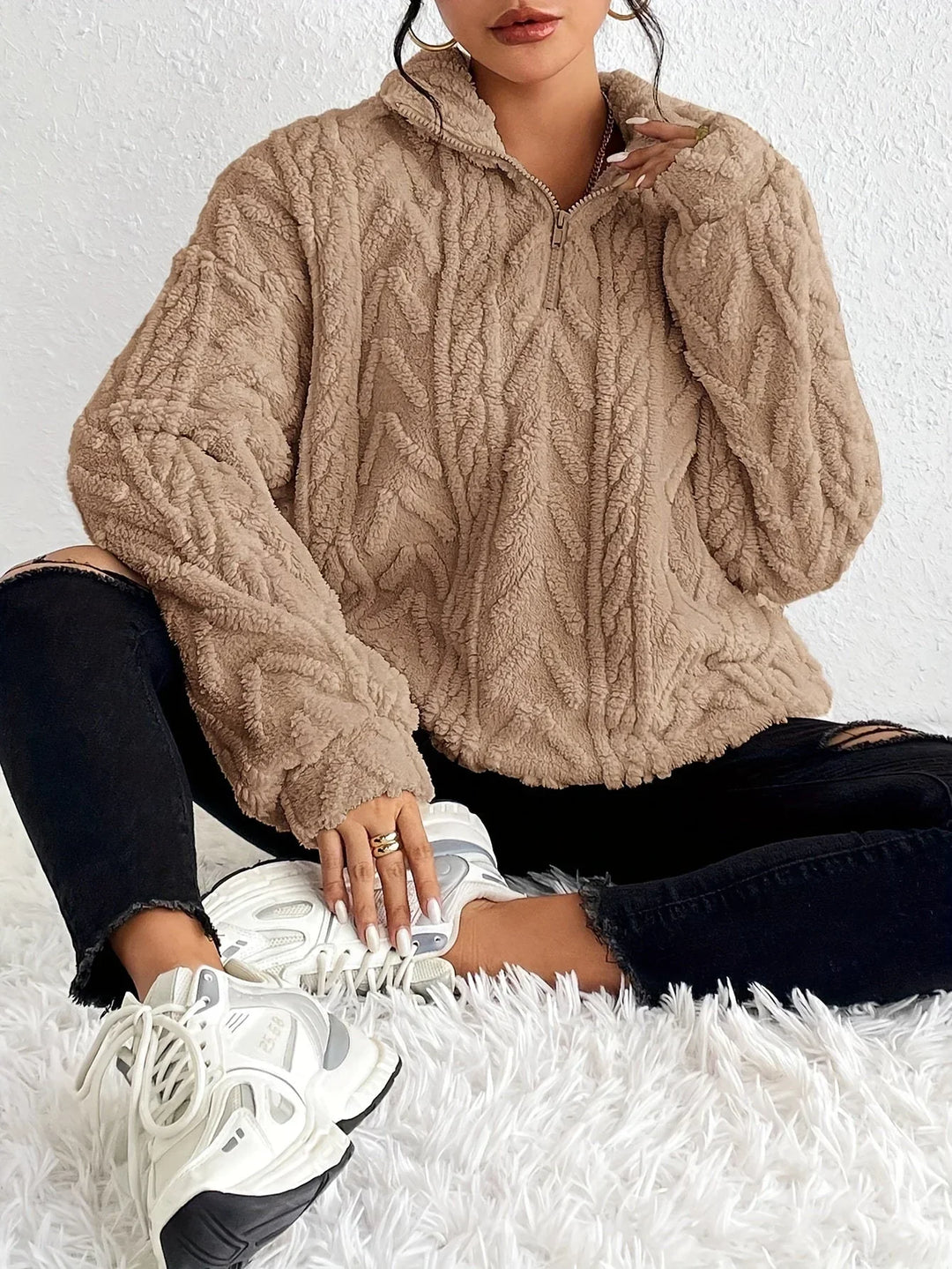 Eleanor™| Braided Zip-Up Pullover