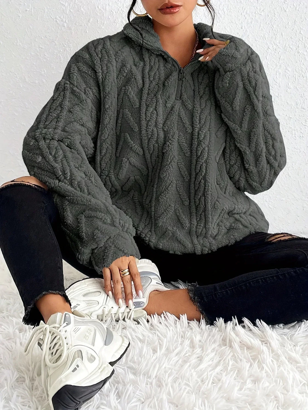 Eleanor™| Braided Zip-Up Pullover