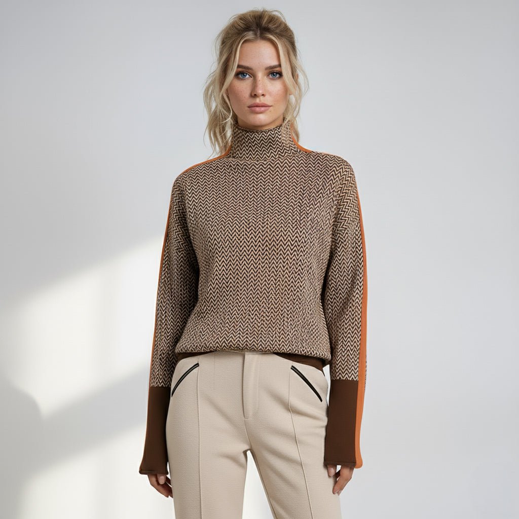 Elara | Turtleneck with Contrasting Stripes