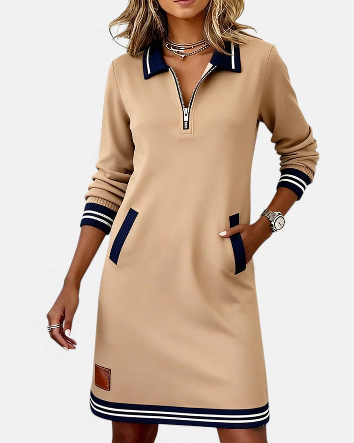 Jeanne | Chic Long-Sleeve Dress in Cotton