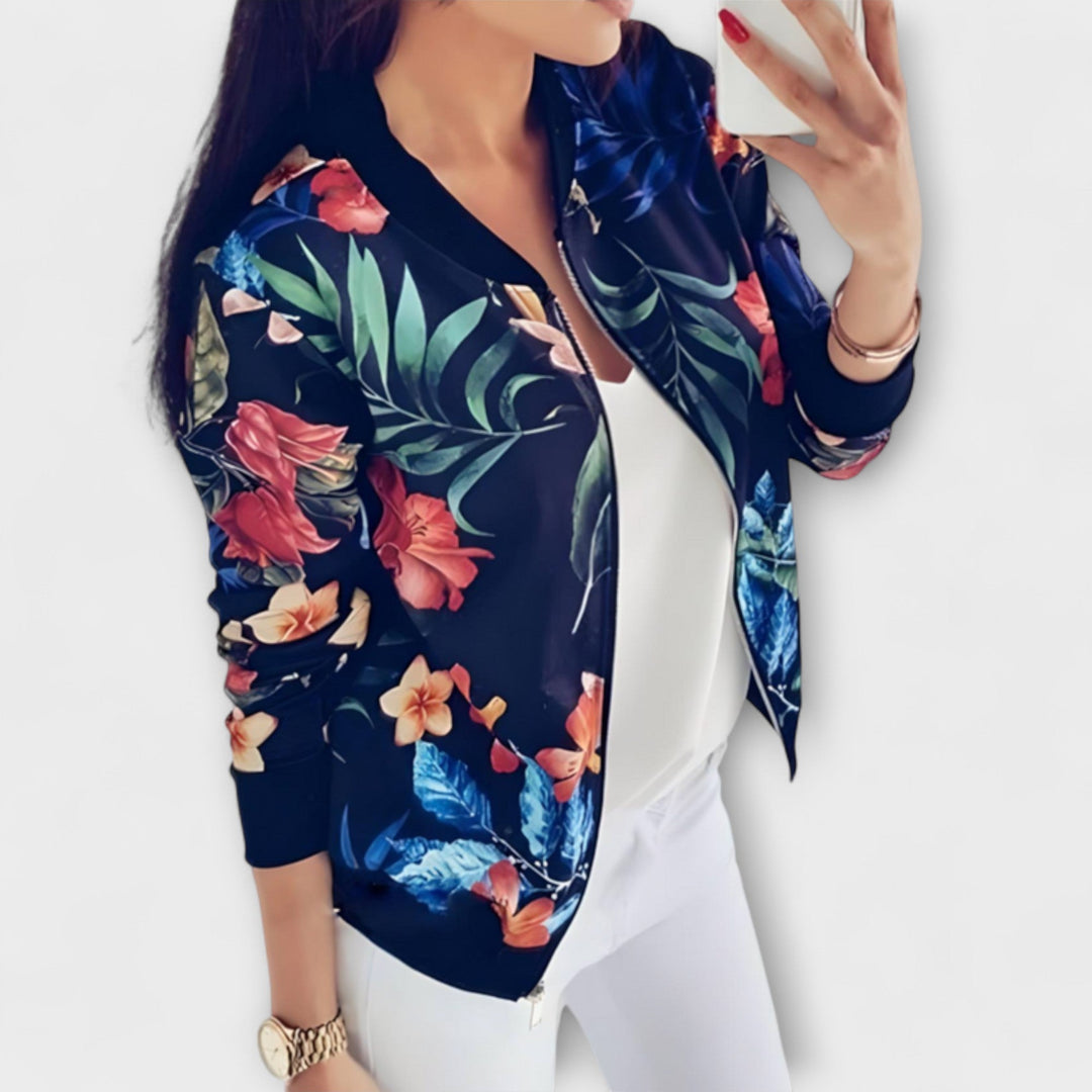 Kaelin - Elegant Floral Bomber Jacket
